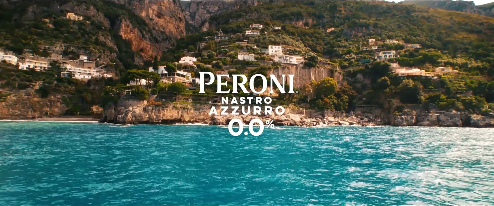 Still from Introducing Peroni 0.0: the coastline with the Nastro Azzurro 0.0 lockup